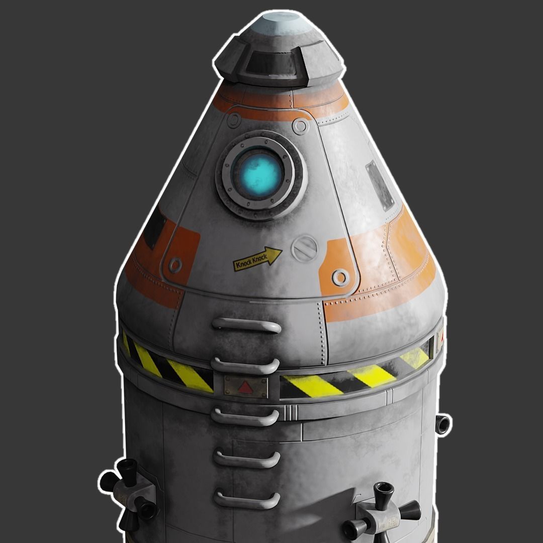Cartoon Rocket 3D model_2