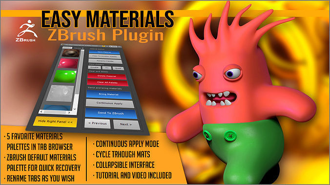 Easy Materials ZBrush Plugin 3D model | CGTrader