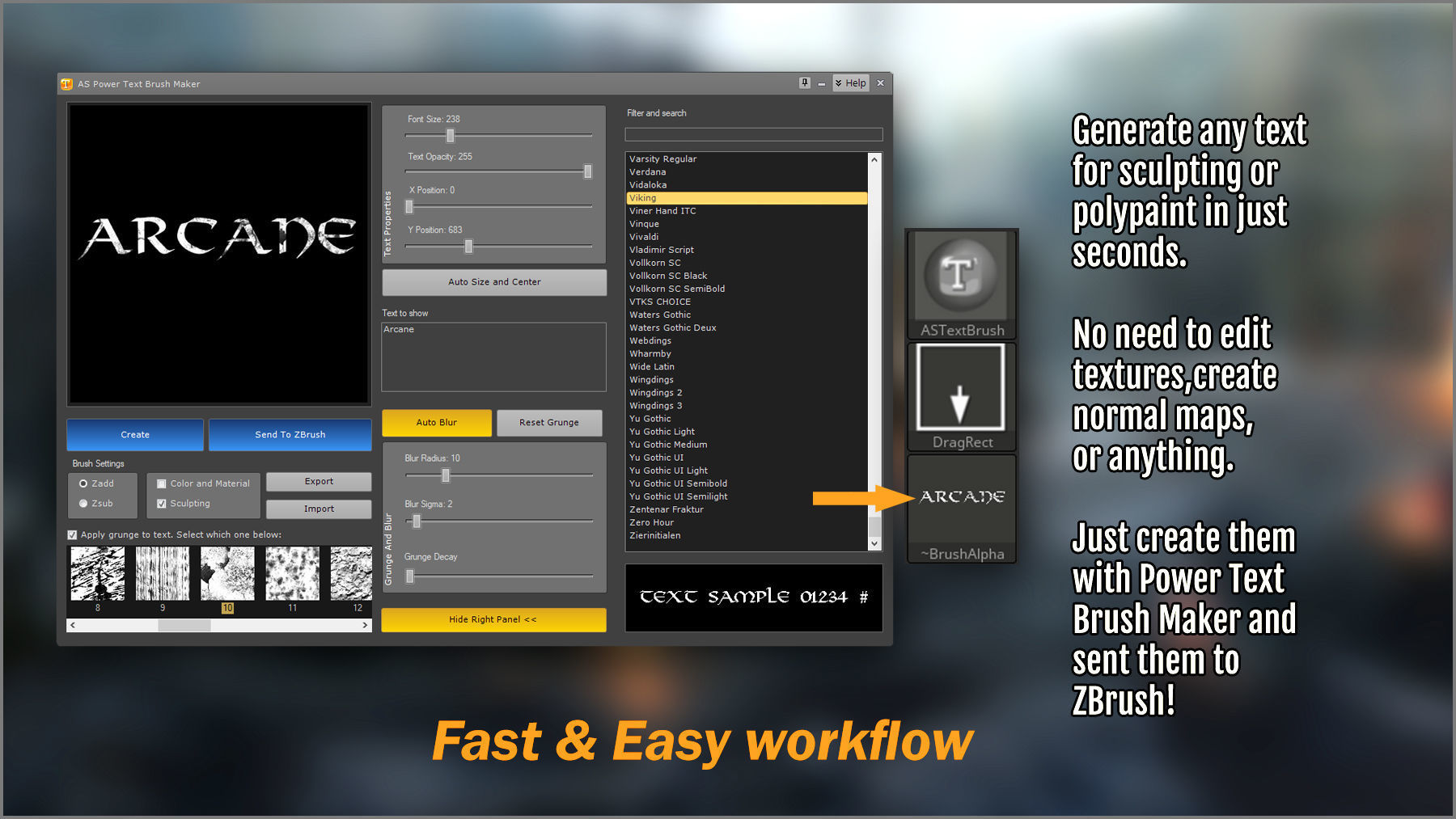Power Text Brush Maker ZBrush Plugin 3D model_8