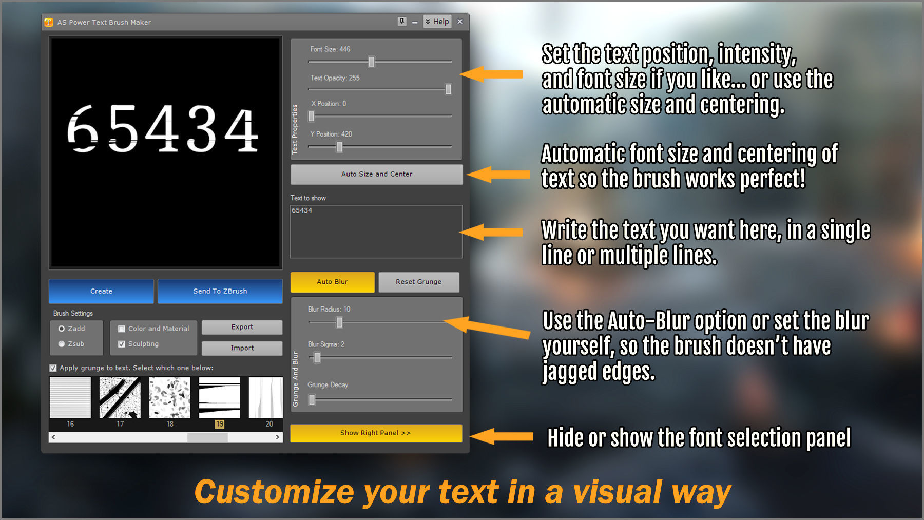 Power Text Brush Maker ZBrush Plugin 3D model_4