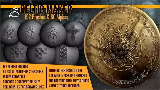 Celtic Maker 192 ZBrush Brushes Texture