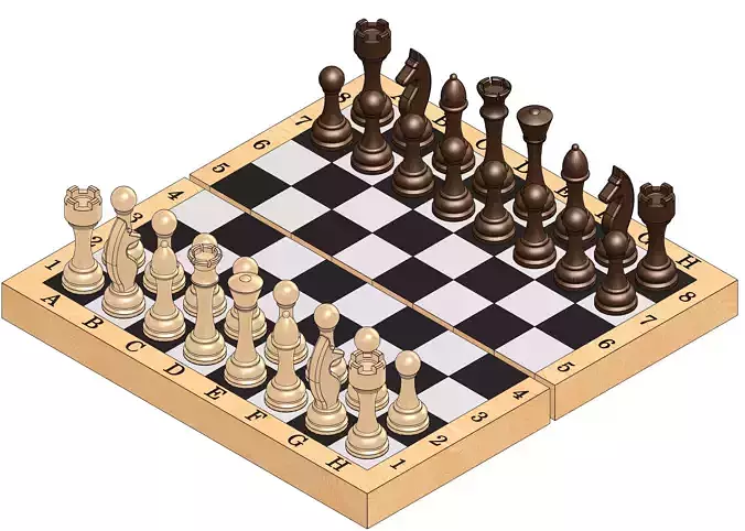 Chess board with pieces