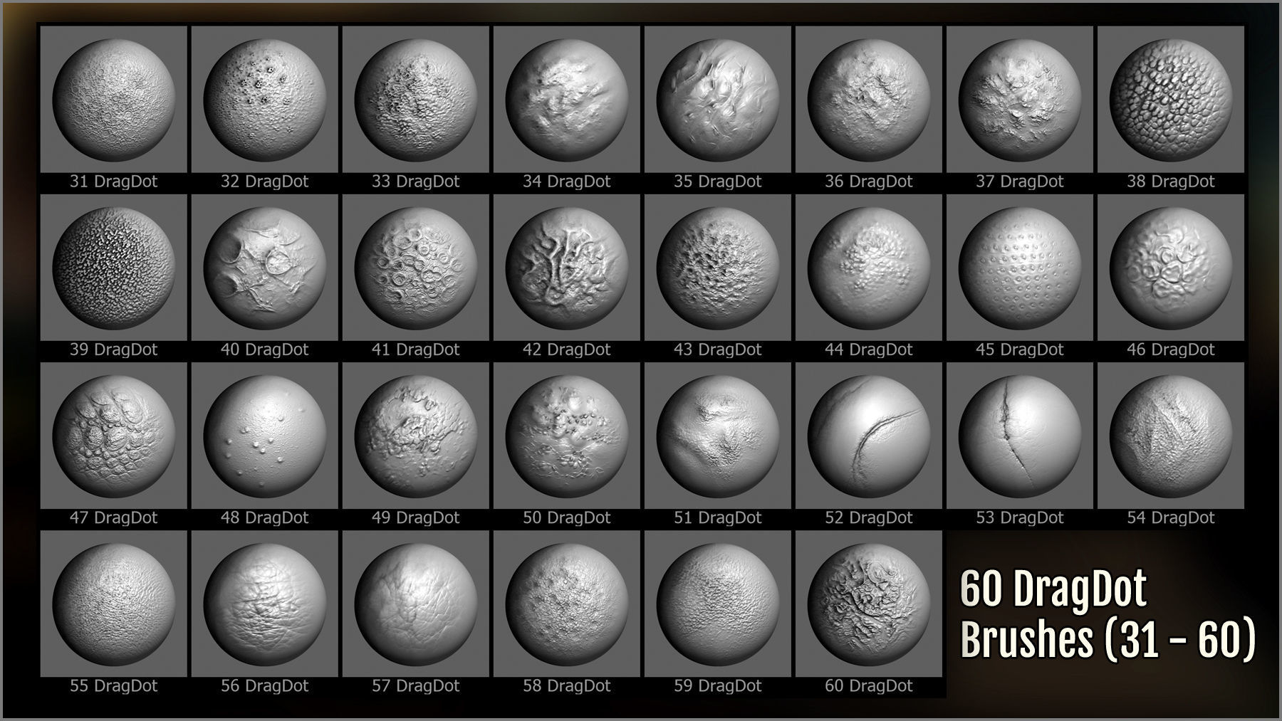 Monster Skin Maker 300 ZBrush Brushes 3D model_4