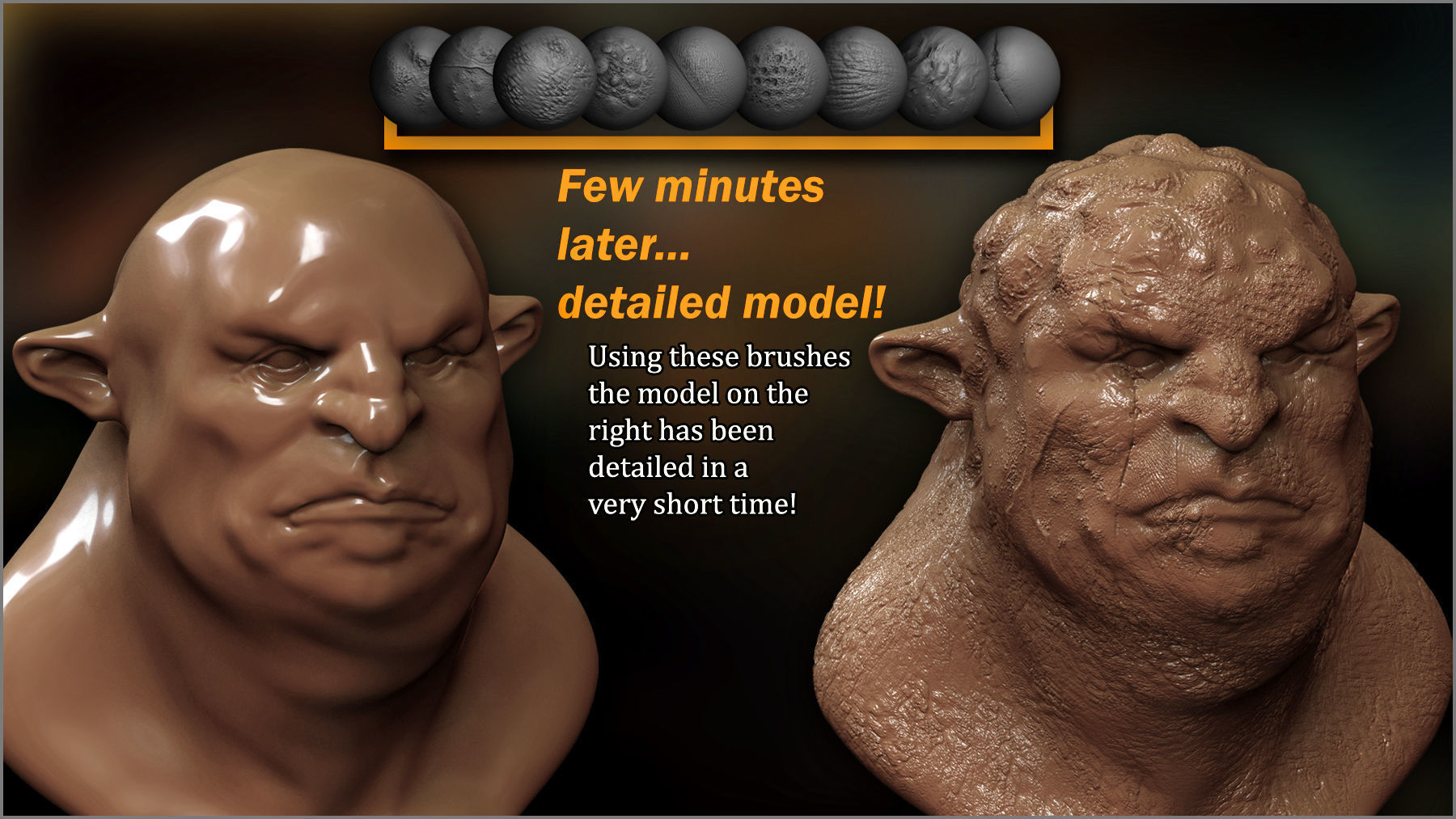 Monster Skin Maker 300 ZBrush Brushes 3D model_2