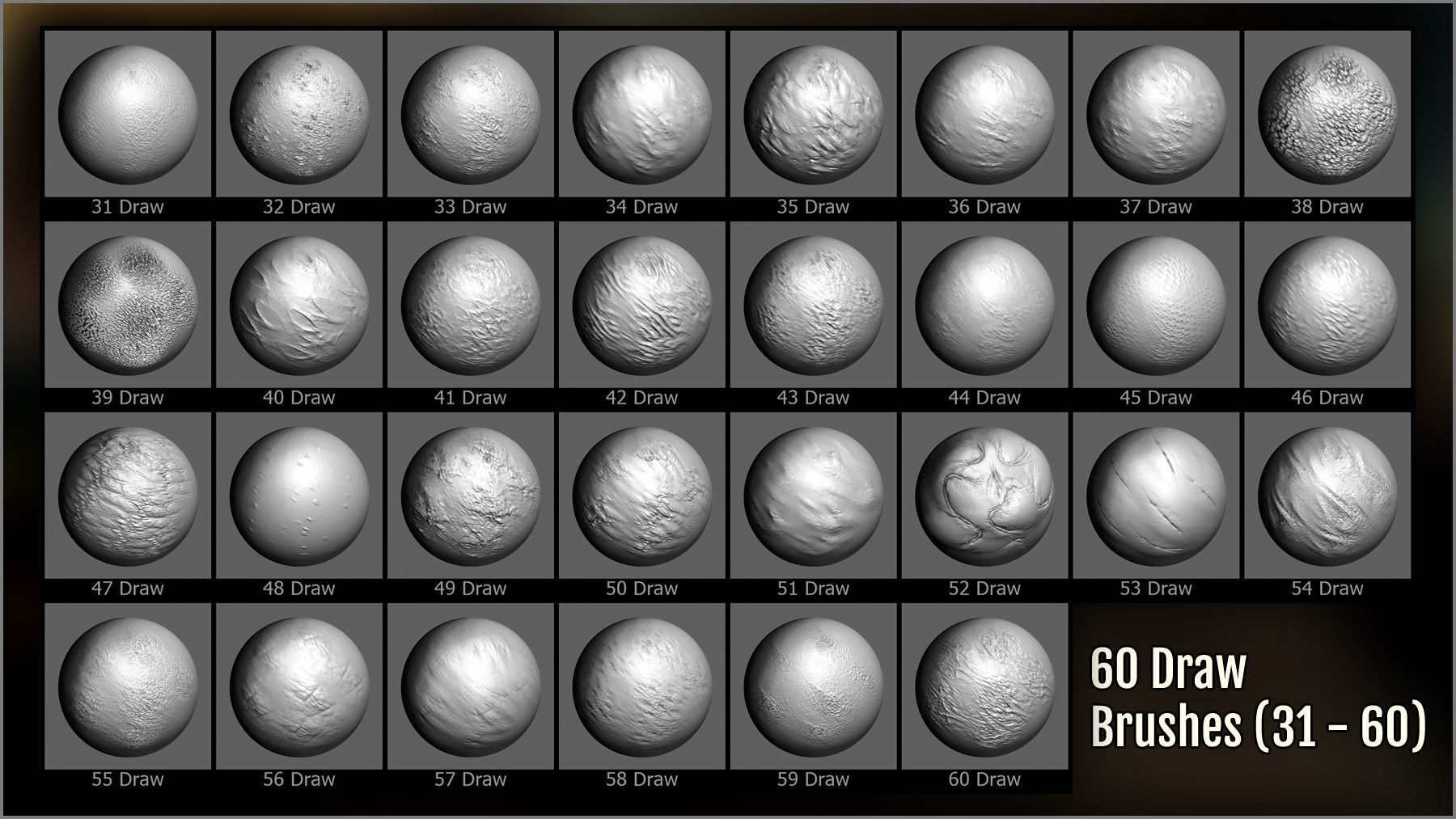 Monster Skin Maker 300 ZBrush Brushes 3D model_8