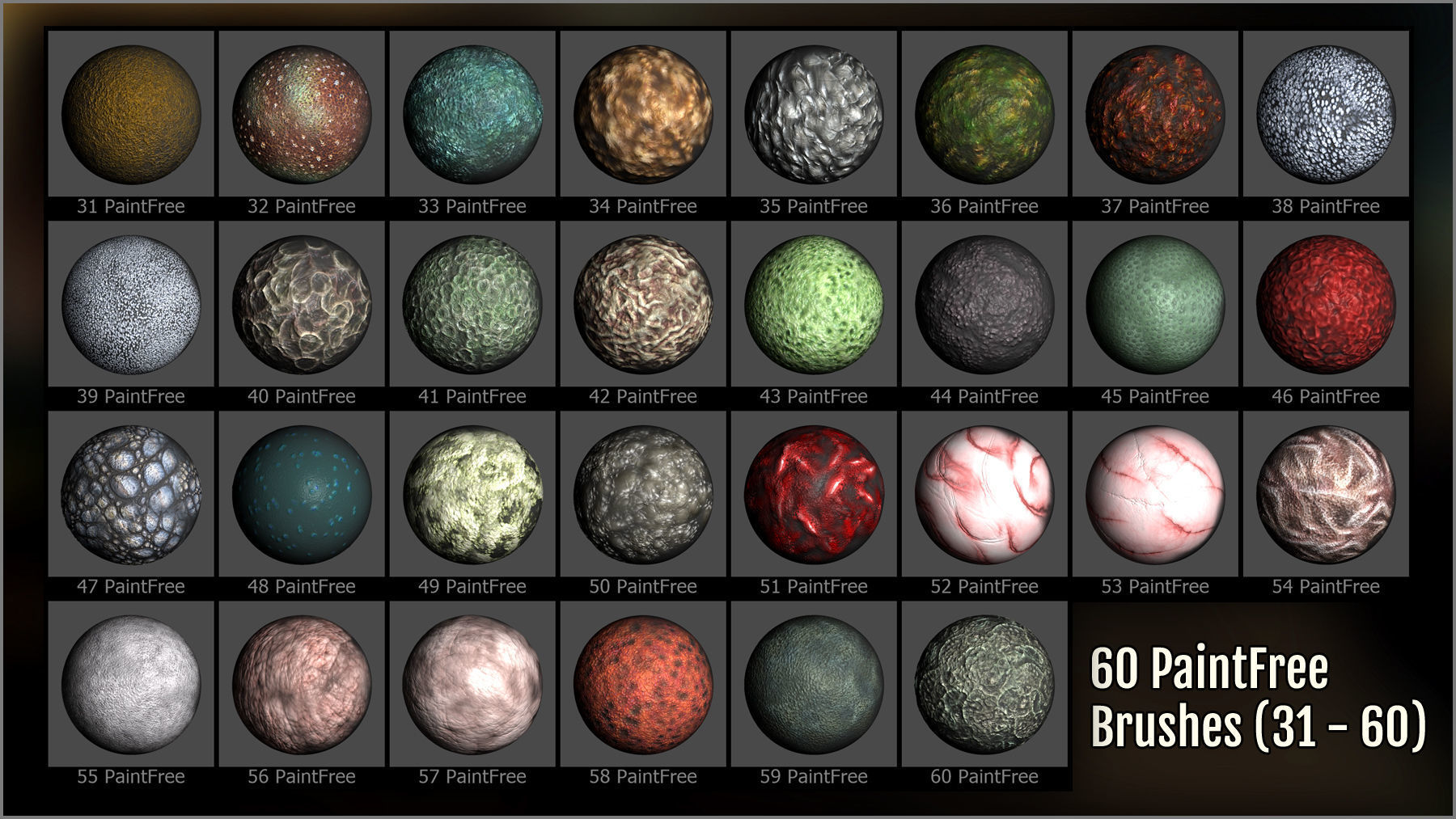 Monster Skin Maker 300 ZBrush Brushes 3D model_10