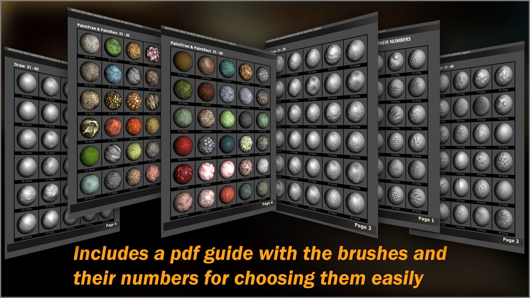 Monster Skin Maker 300 ZBrush Brushes 3D model_15