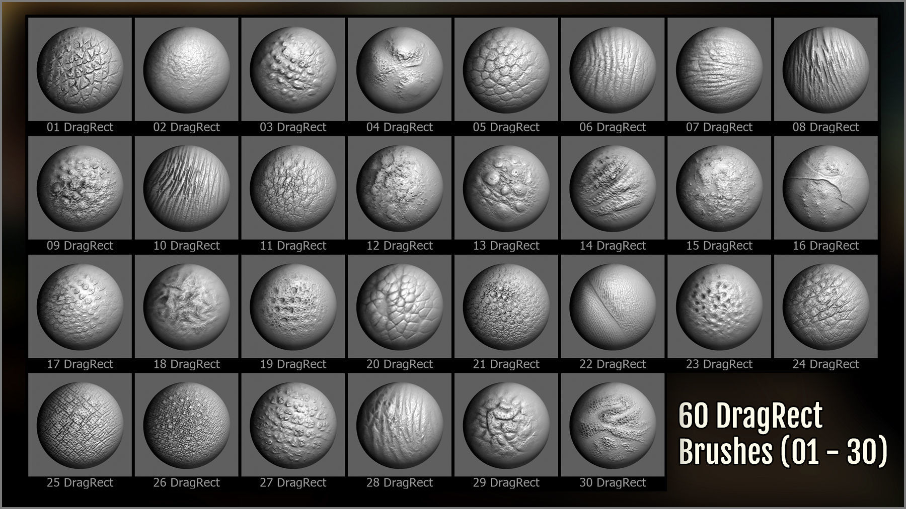 Monster Skin Maker 300 ZBrush Brushes 3D model_5