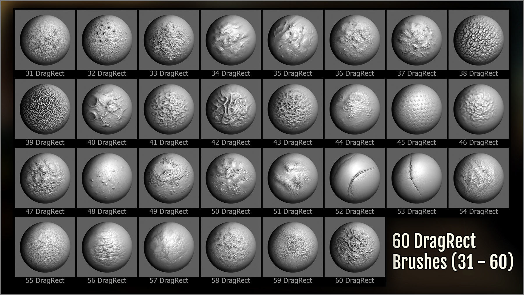 Monster Skin Maker 300 ZBrush Brushes 3D model_6