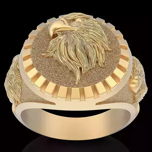 Eagle ring silver gold printable jewelry 3D model
