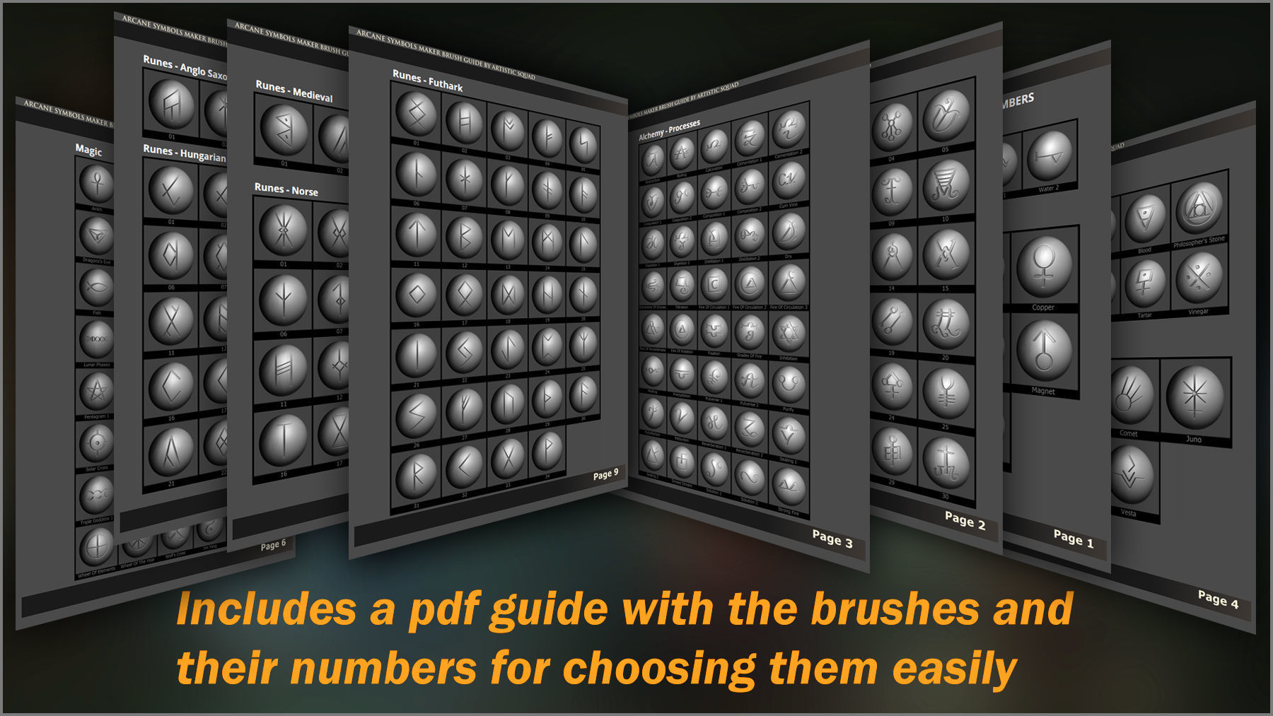 Arcane Symbols Maker 520 ZBrush Brushes Texture_16