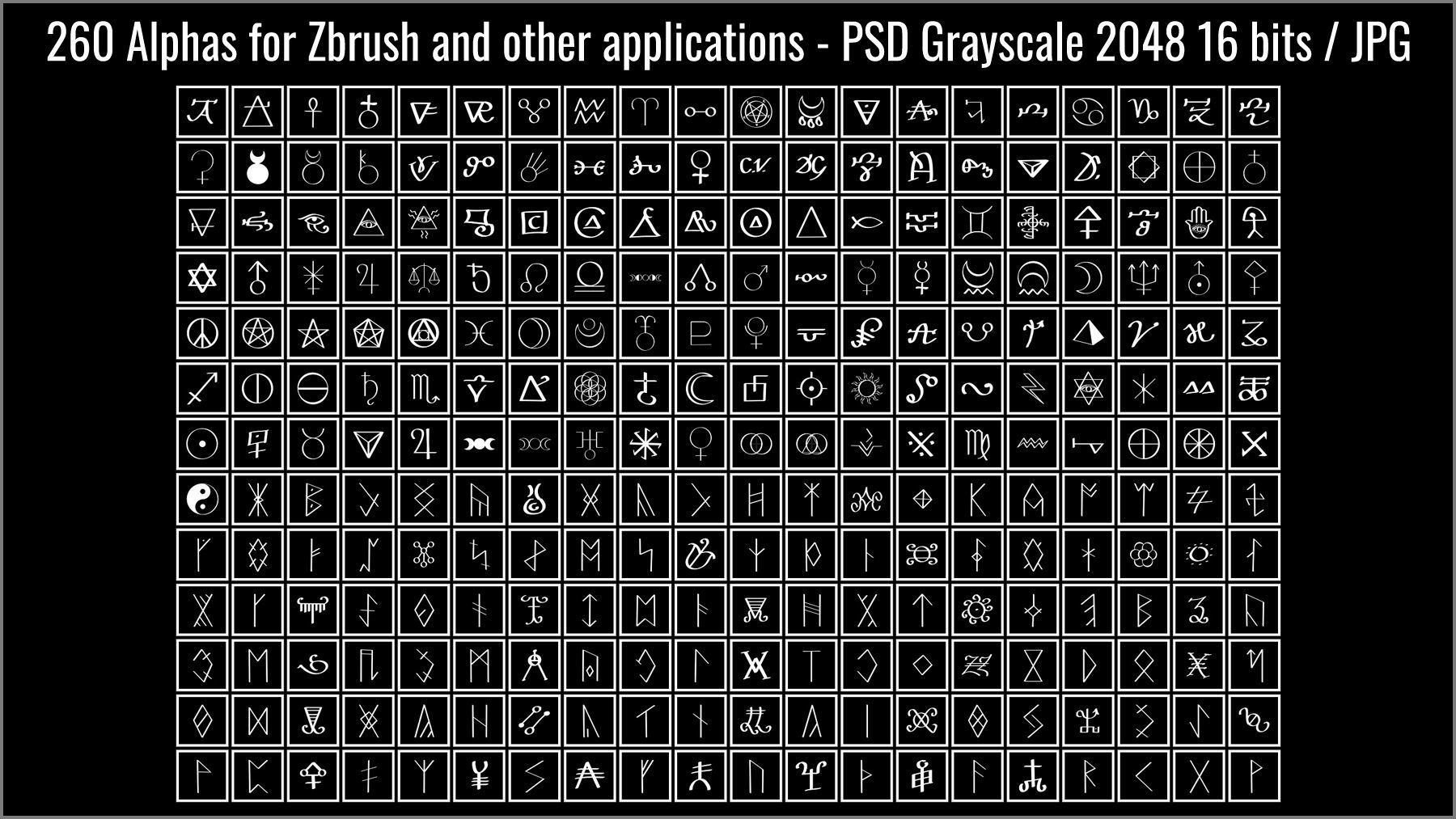 Arcane Symbols Maker 520 ZBrush Brushes Texture_14
