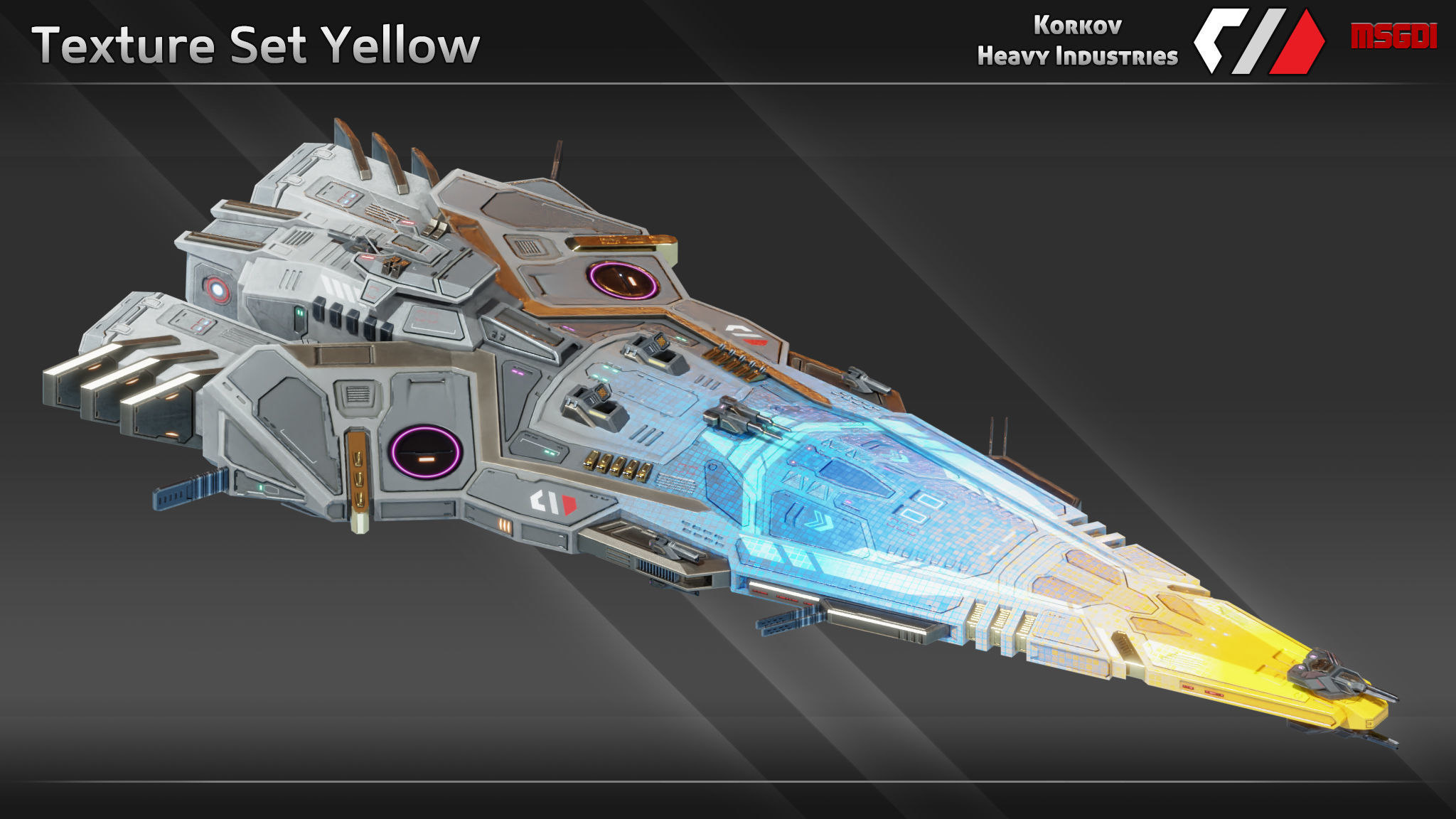 Spaceship Harbinger Class Cruiser Low-poly 3D model_10