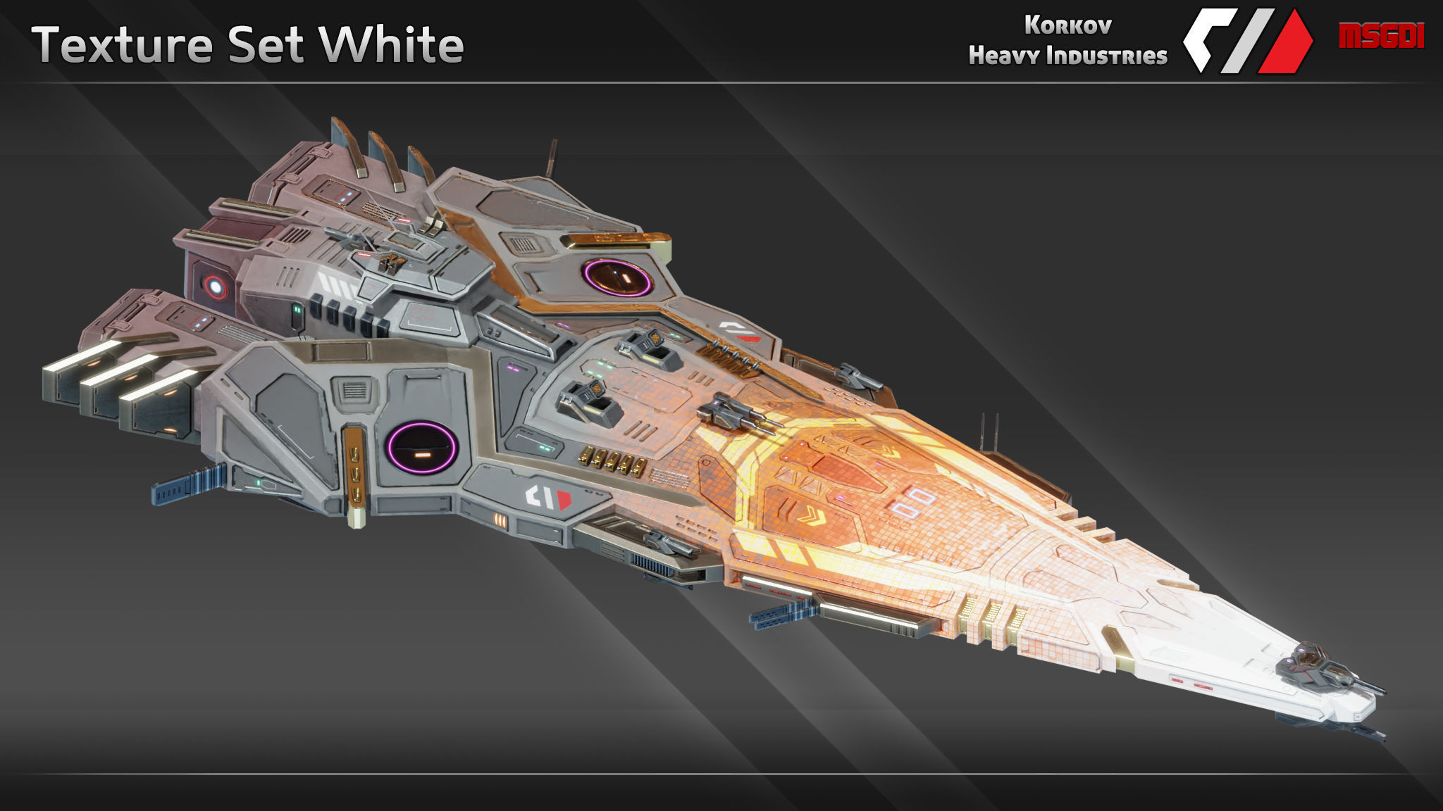 Spaceship Harbinger Class Cruiser Low-poly 3D model_9