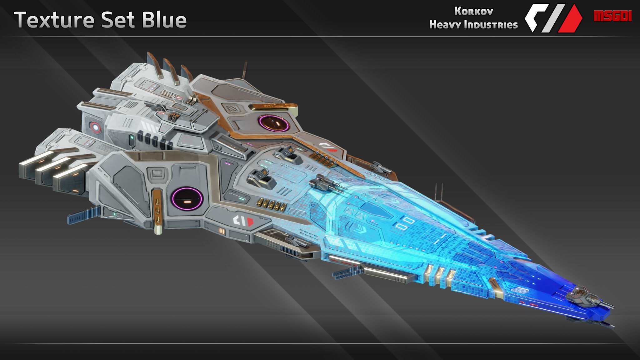 Spaceship Harbinger Class Cruiser Low-poly 3D model_6