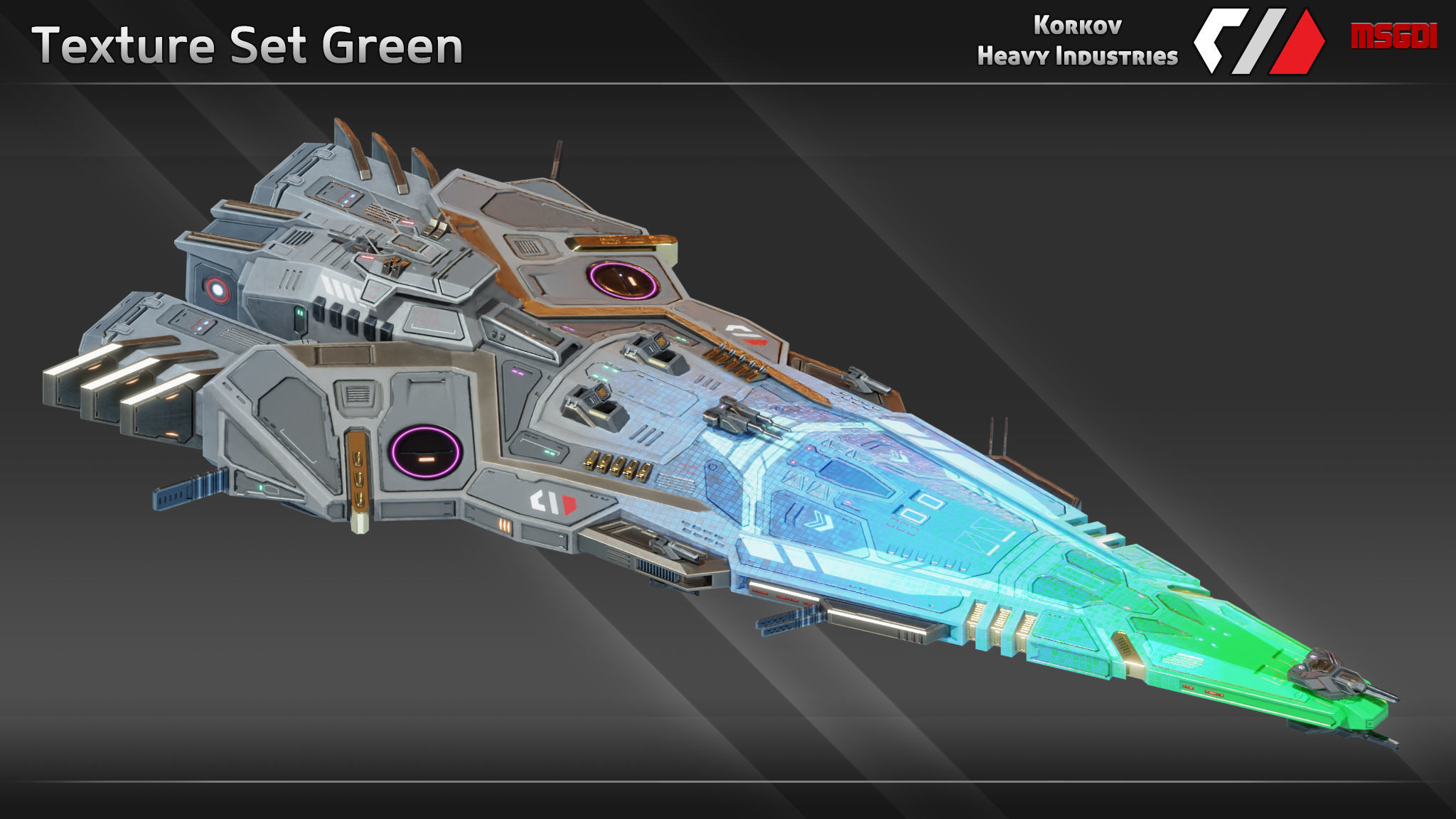 Spaceship Harbinger Class Cruiser Low-poly 3D model_7