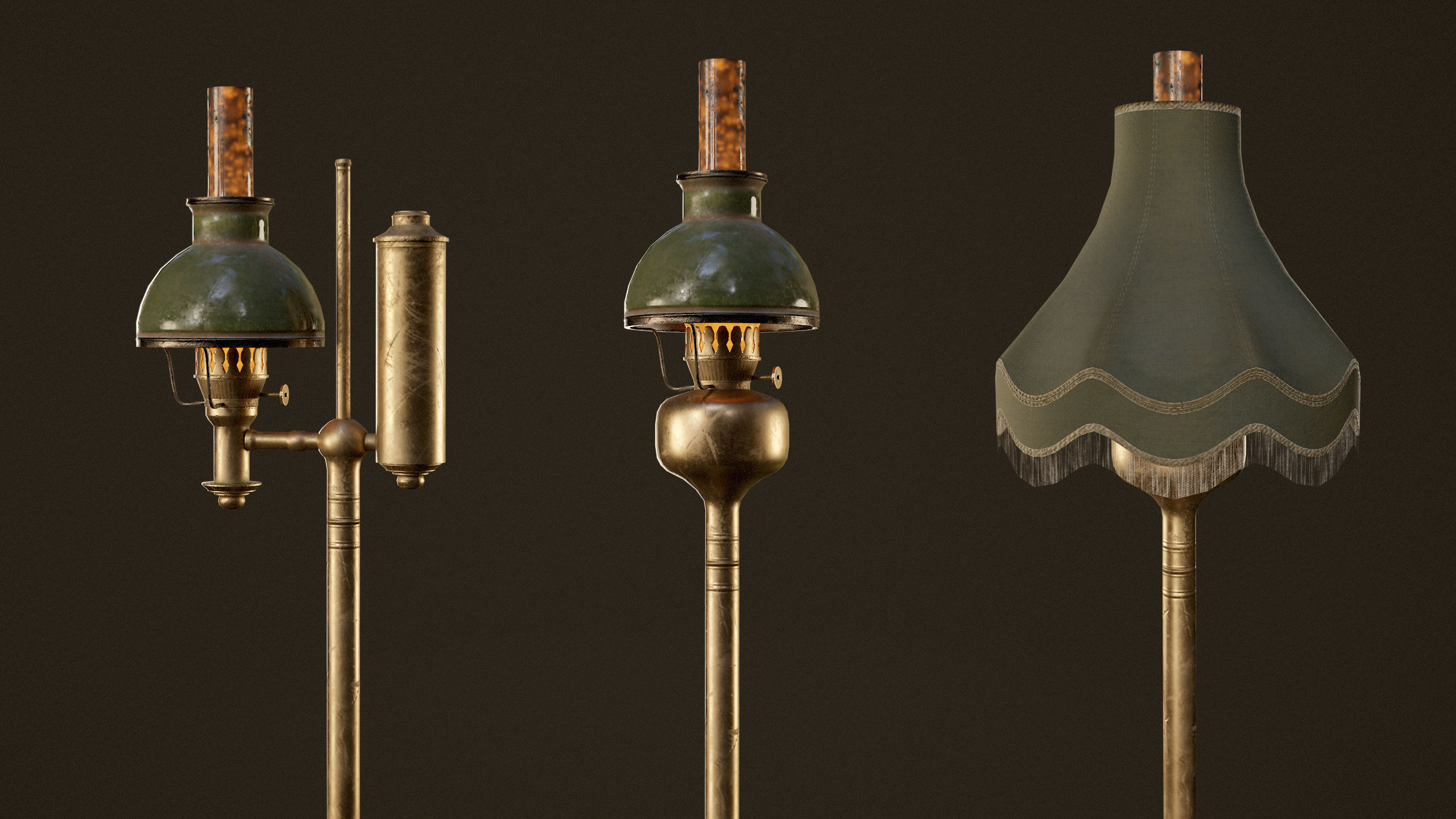 Victorian Floor Lamps - PBR Game Ready Low-poly 3D model_11