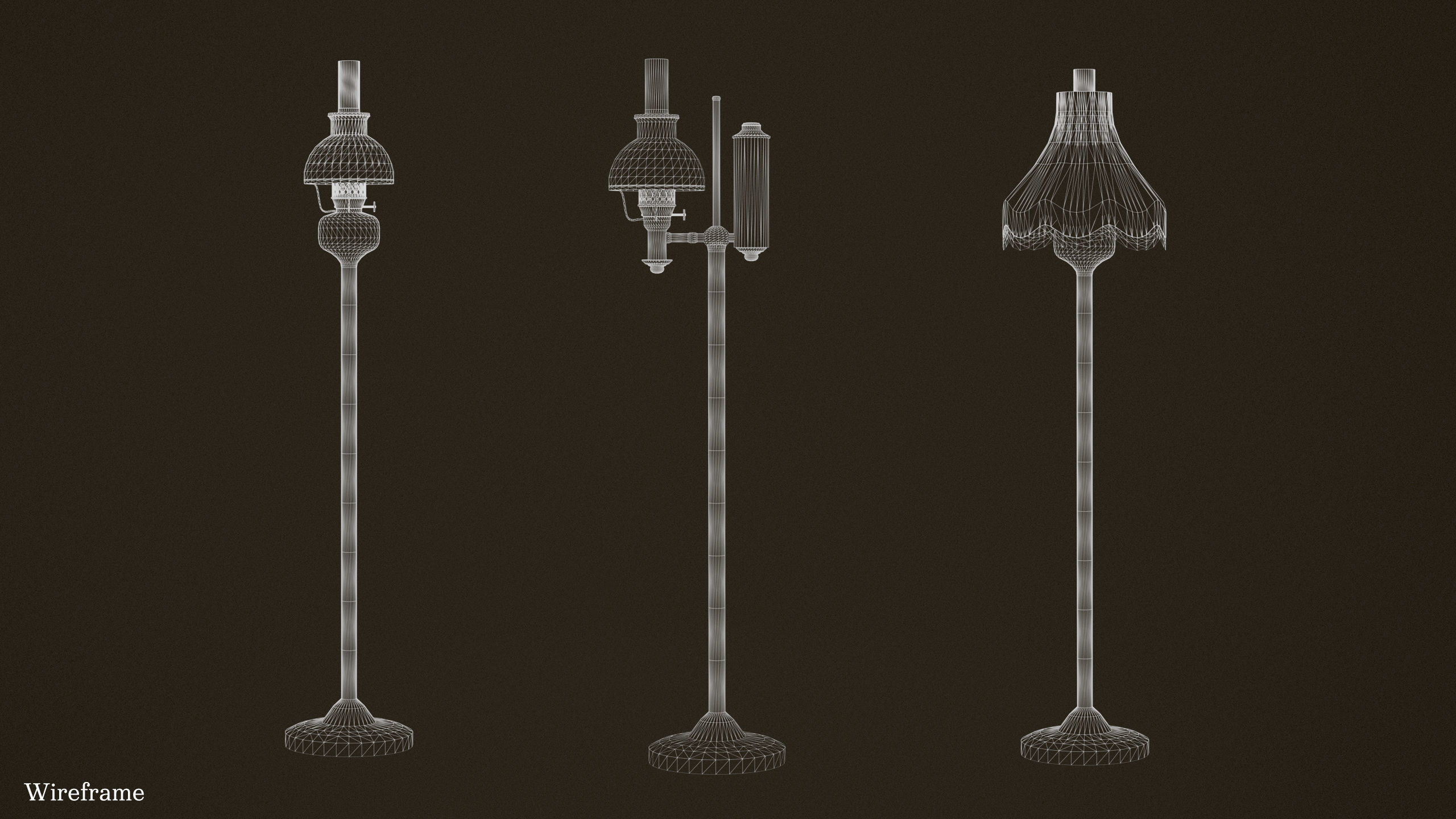 Victorian Floor Lamps - PBR Game Ready Low-poly 3D model_12