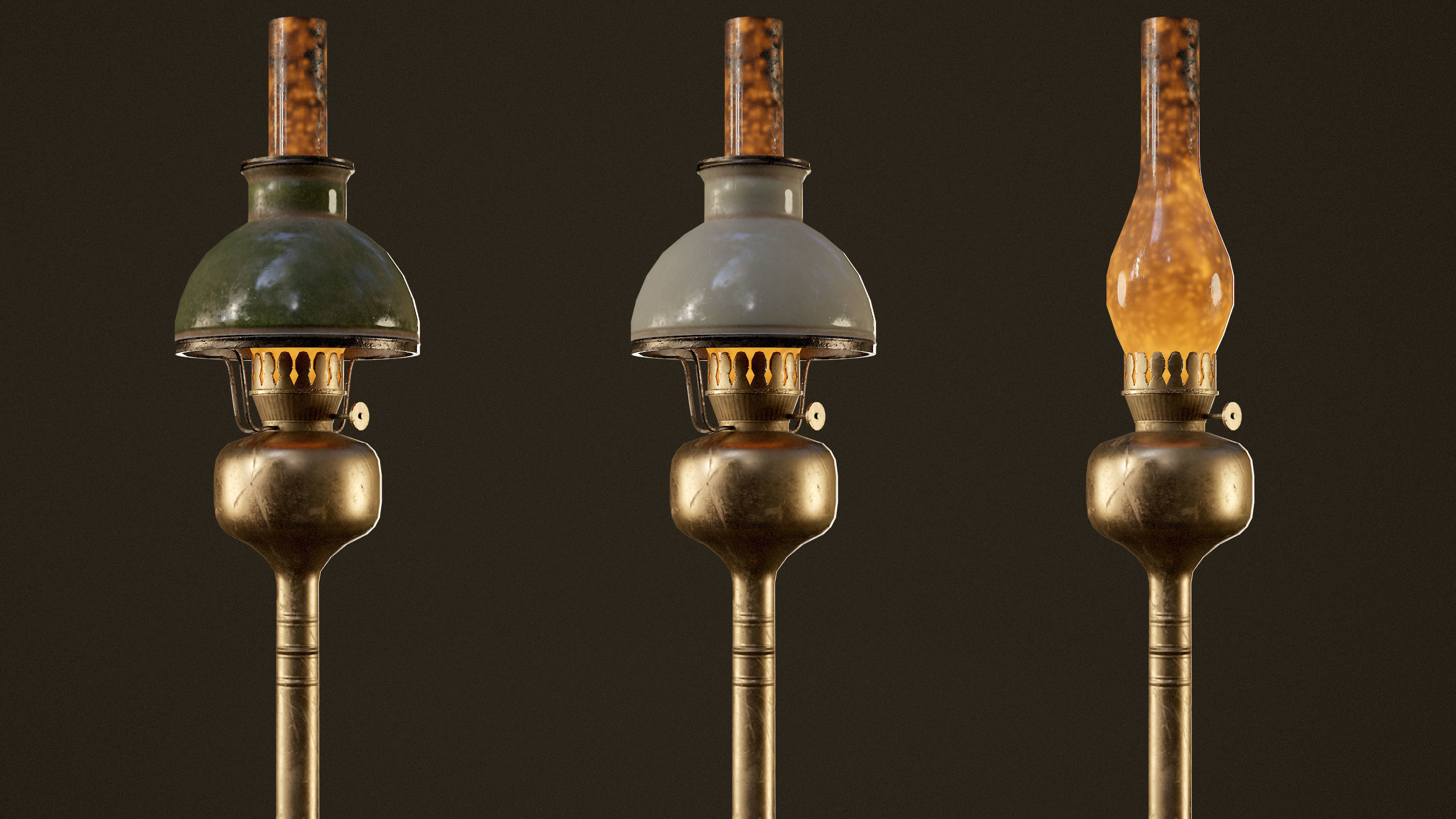 Victorian Floor Lamps - PBR Game Ready Low-poly 3D model_5