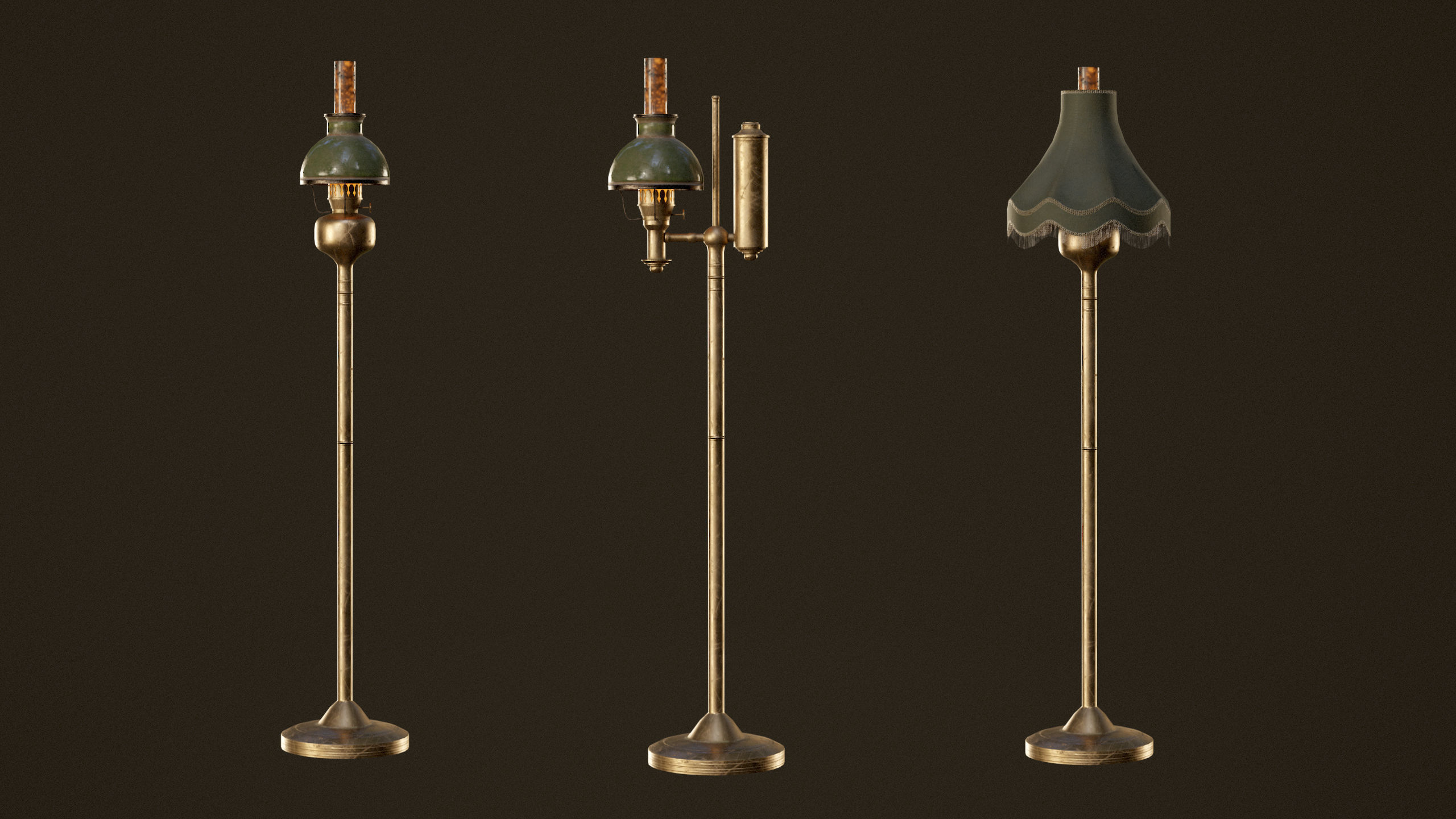Victorian Floor Lamps - PBR Game Ready Low-poly 3D model_3