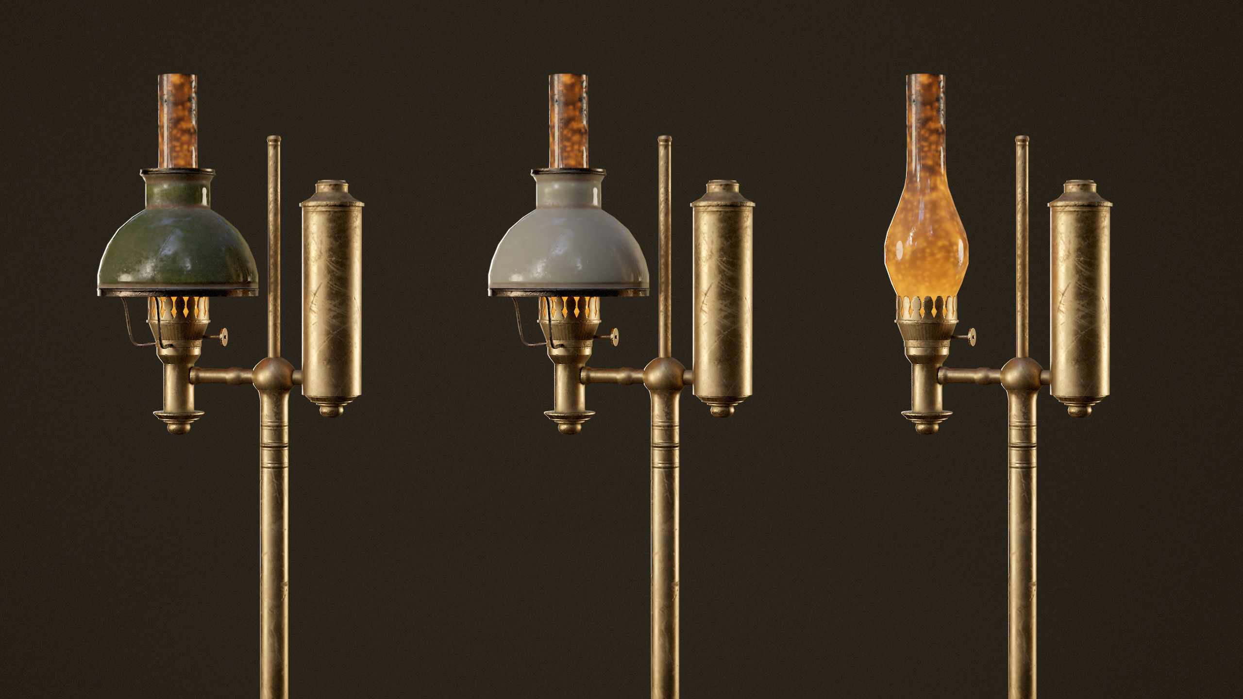 Victorian Floor Lamps - PBR Game Ready Low-poly 3D model_4