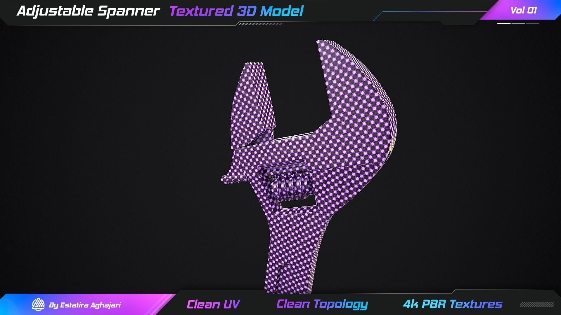 Adjustable Spanner Low-poly 3D model_23
