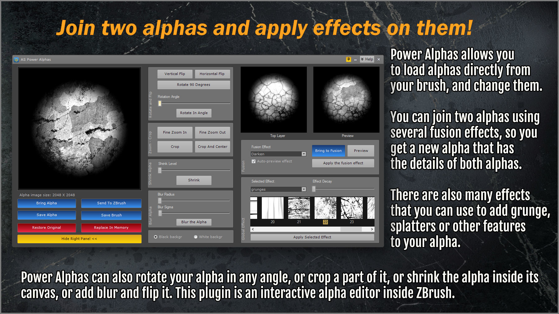 Power Alphas ZBrush Plugin 3D model_2