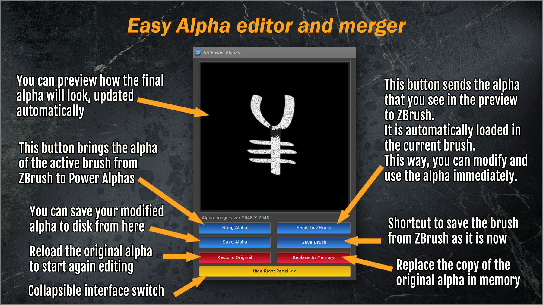 Power Alphas ZBrush Plugin 3D model_3