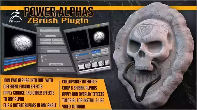 Power Alphas ZBrush Plugin 3D model