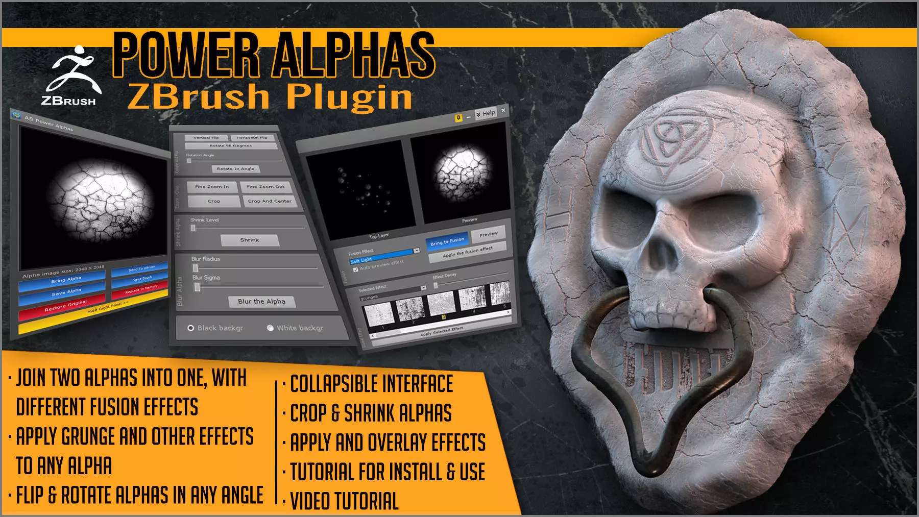 Power Alphas ZBrush Plugin 3D model_0