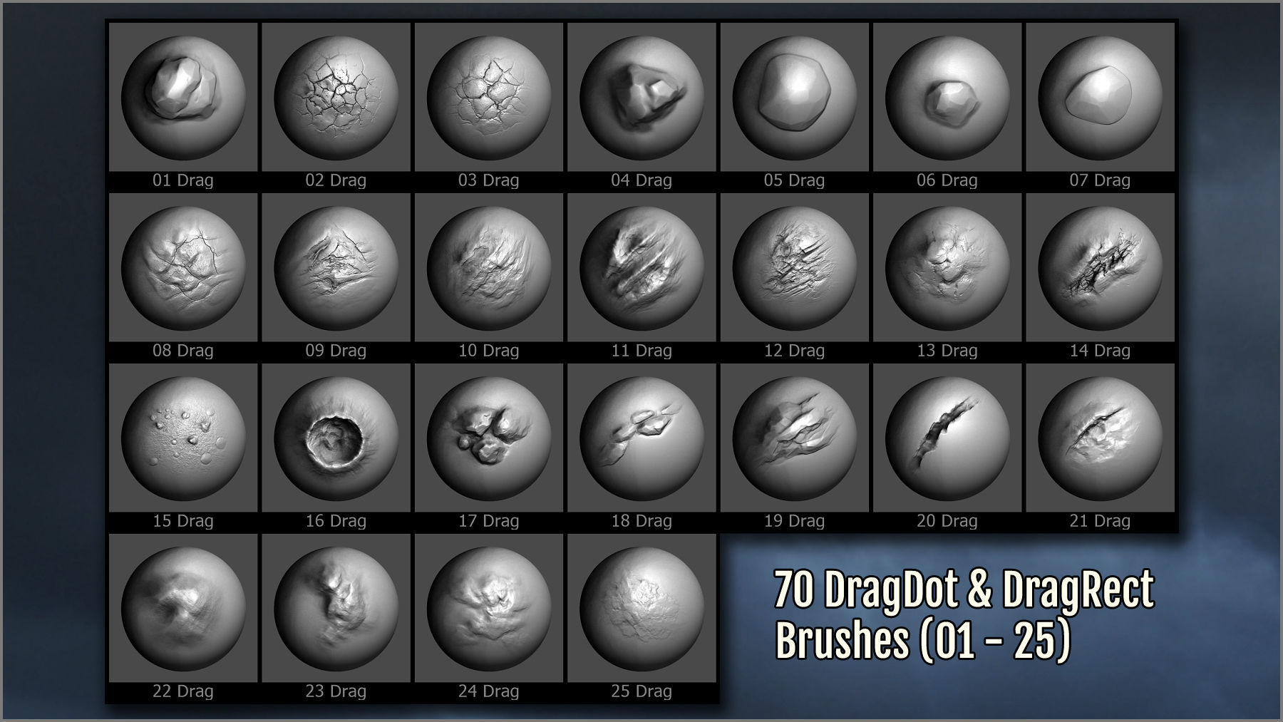 Terrain And Ground Maker 280 ZBrush Brushes 3D model_3