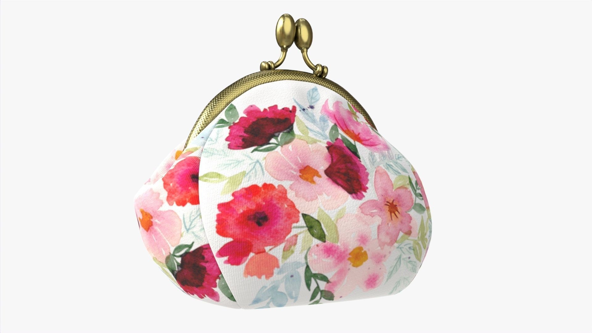 Female coin purse 02 with flowers 3D model_2