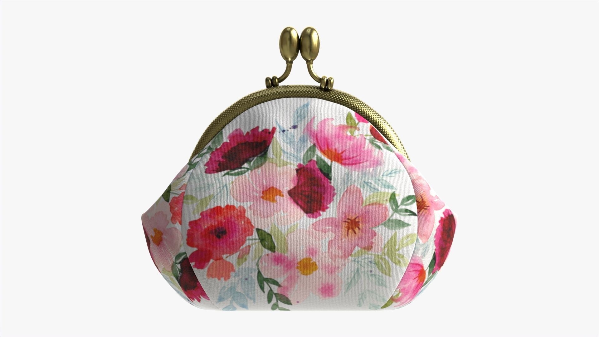 Female coin purse 02 with flowers 3D model_4