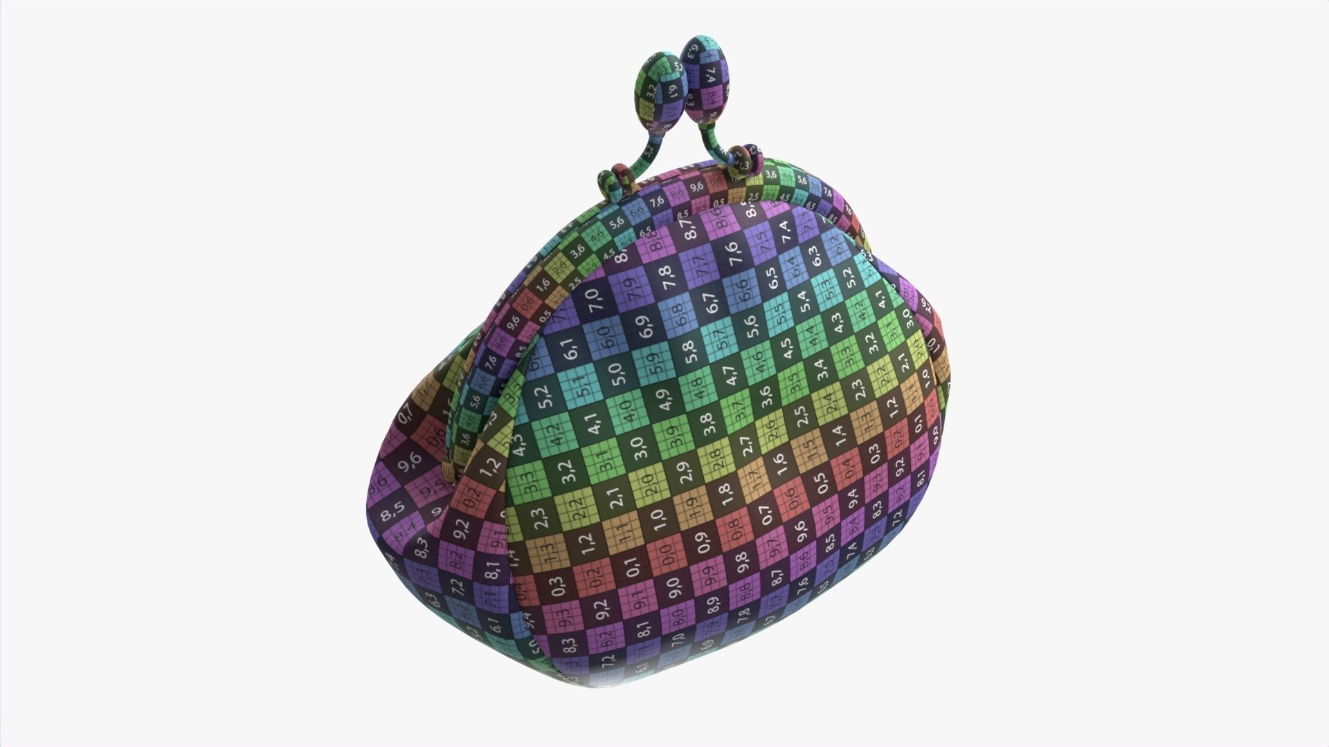 Female coin purse 02 with flowers 3D model_7