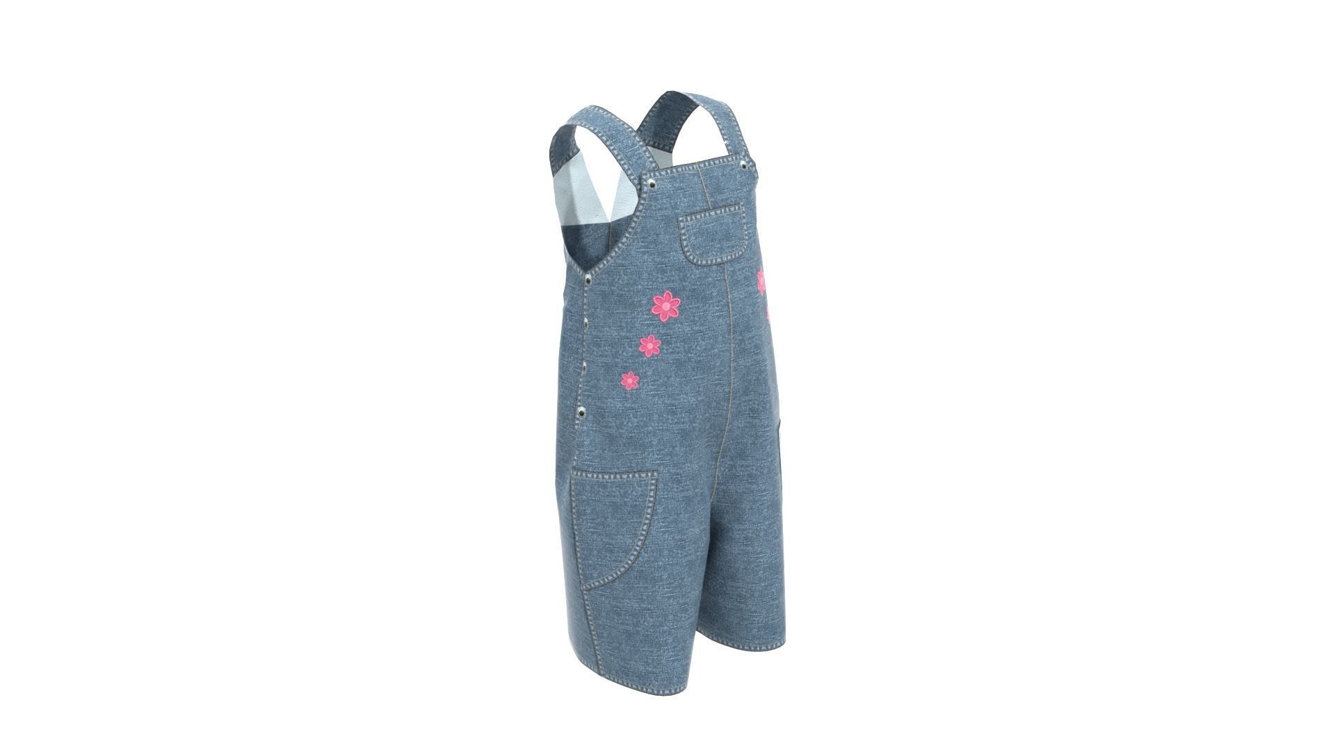 Baby Denim Overall 3D model_7