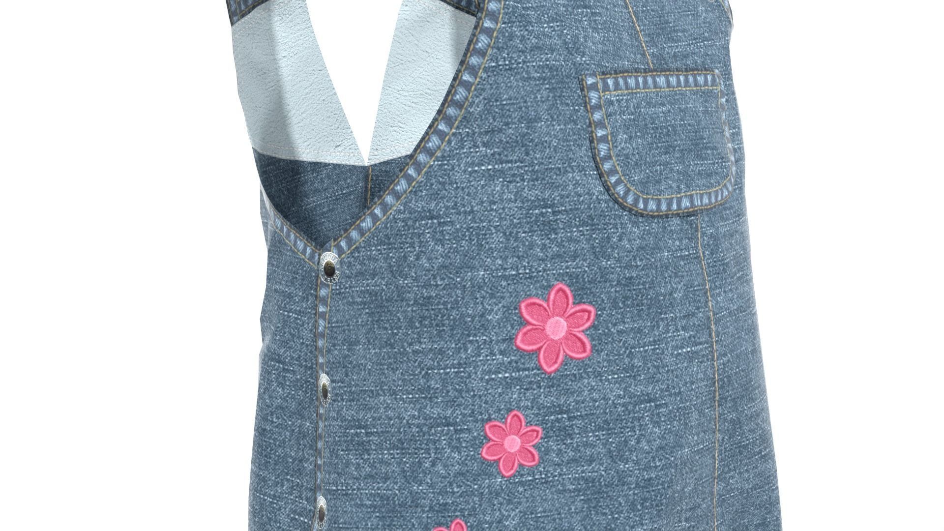 Baby Denim Overall 3D model_13