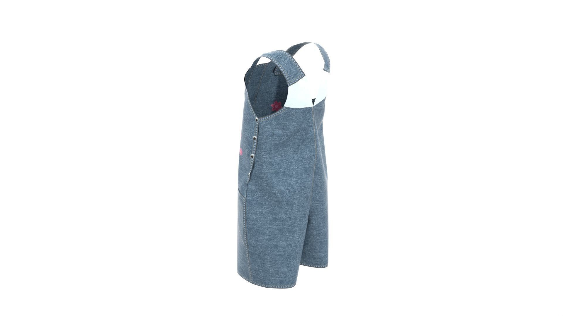 Baby Denim Overall 3D model_4