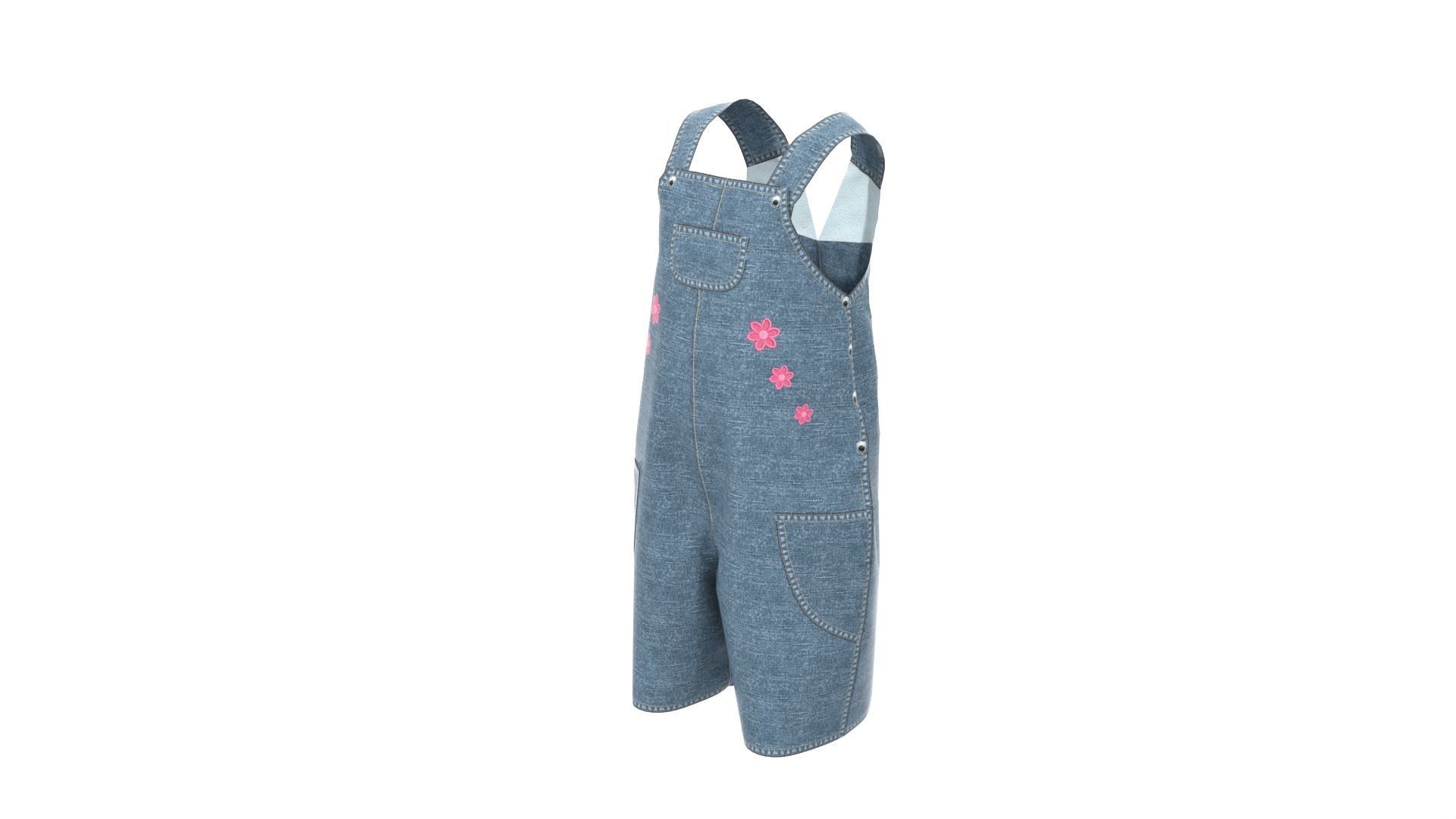 Baby Denim Overall 3D model_2