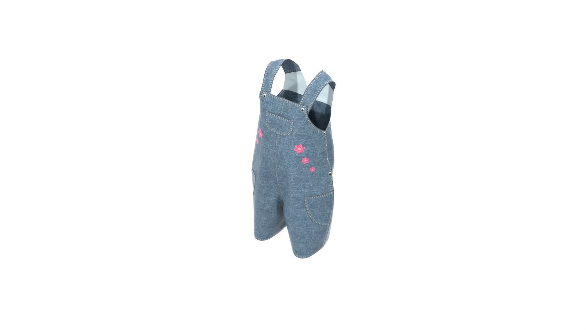 Baby Denim Overall 3D model_11