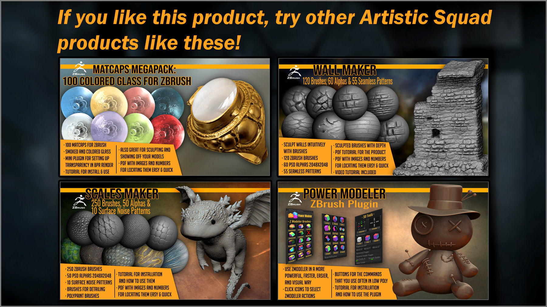 Drips And Splatter Maker 300 ZBrush Brushes 3D model_16