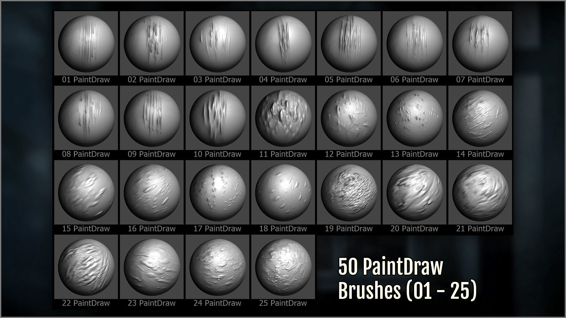 Drips And Splatter Maker 300 ZBrush Brushes 3D model_7