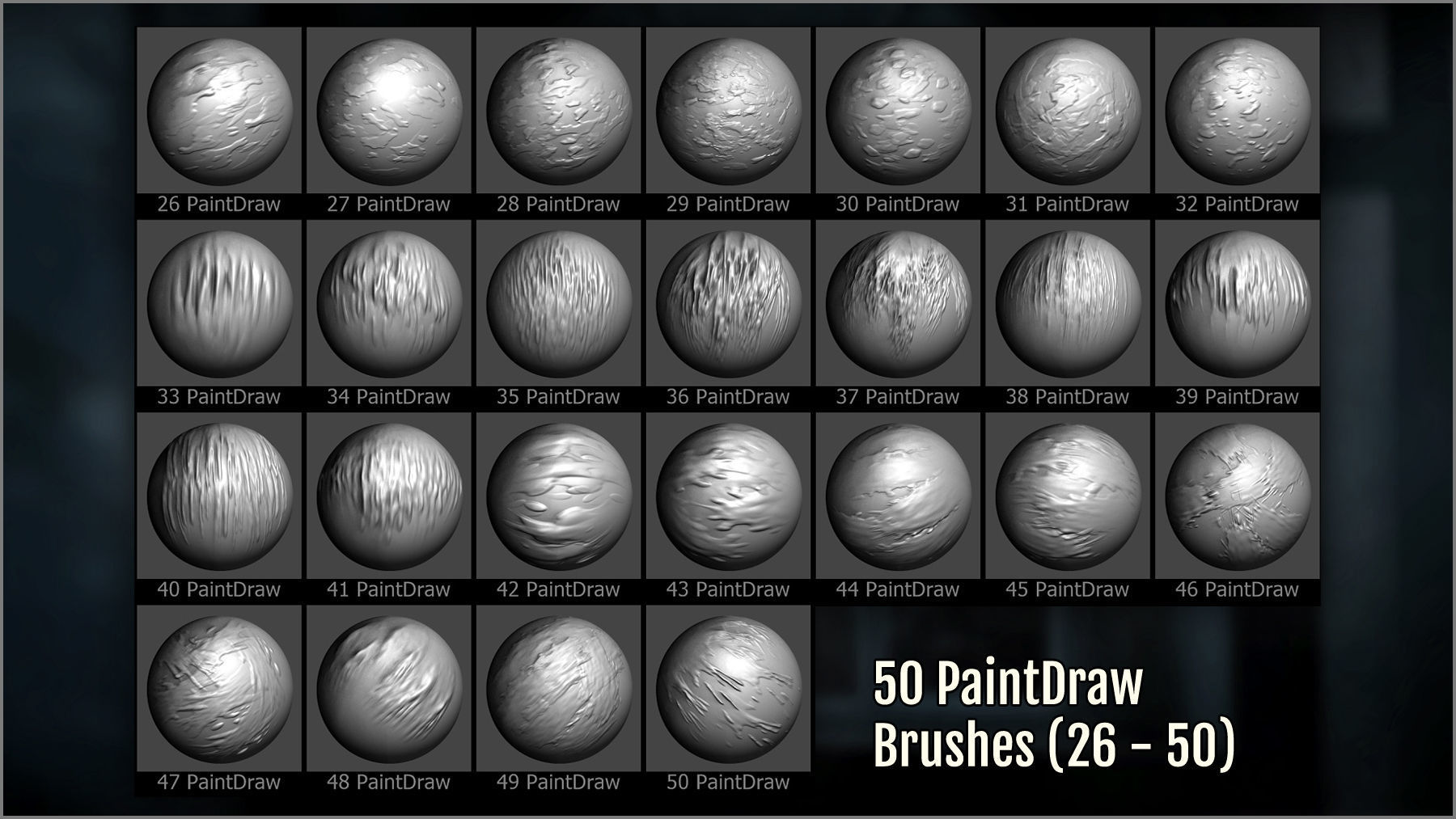 Drips And Splatter Maker 300 ZBrush Brushes 3D model_8