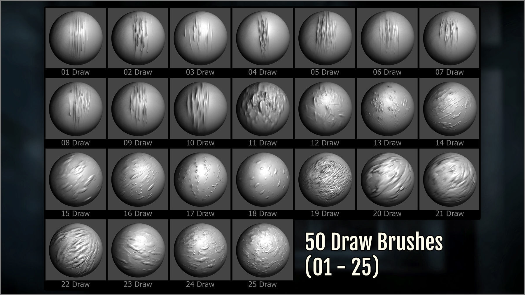 Drips And Splatter Maker 300 ZBrush Brushes 3D model_5