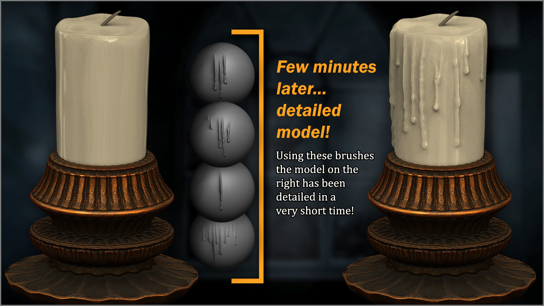 Drips And Splatter Maker 300 ZBrush Brushes 3D model_2