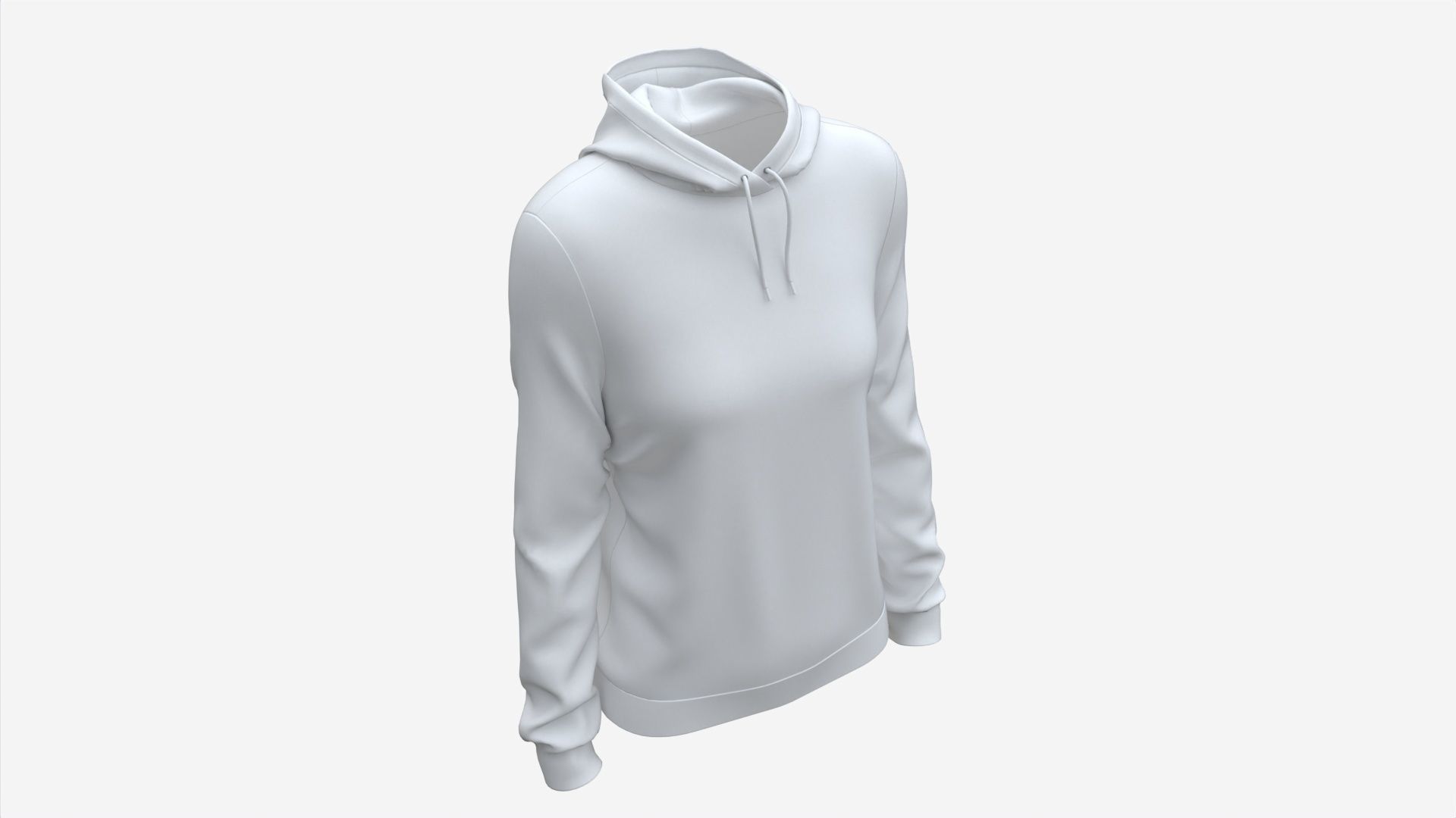 Hoodie for Women Mockup 01 White 3D model_1