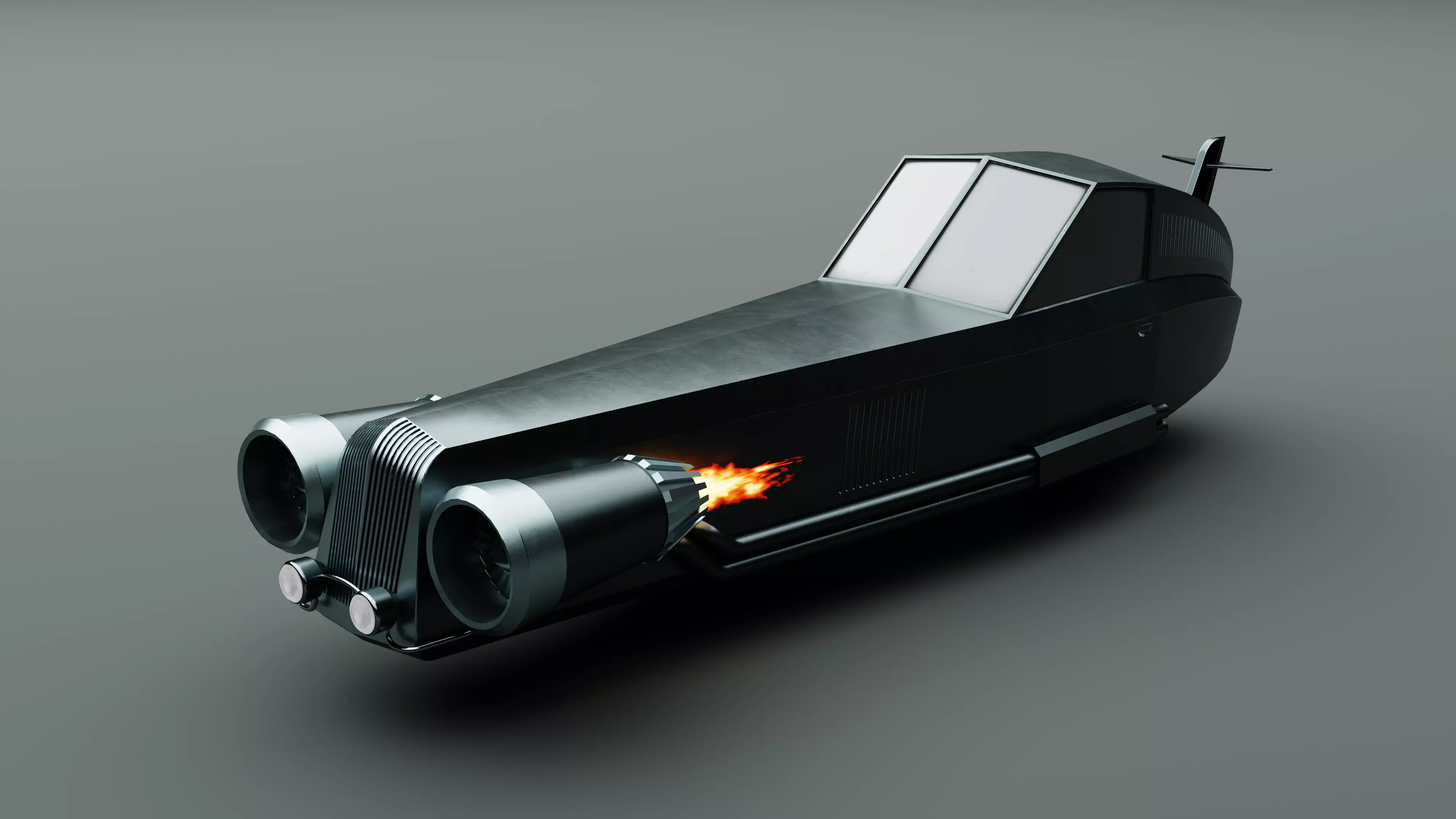 Game ready retro-futuristic car Low-poly 3D model_0