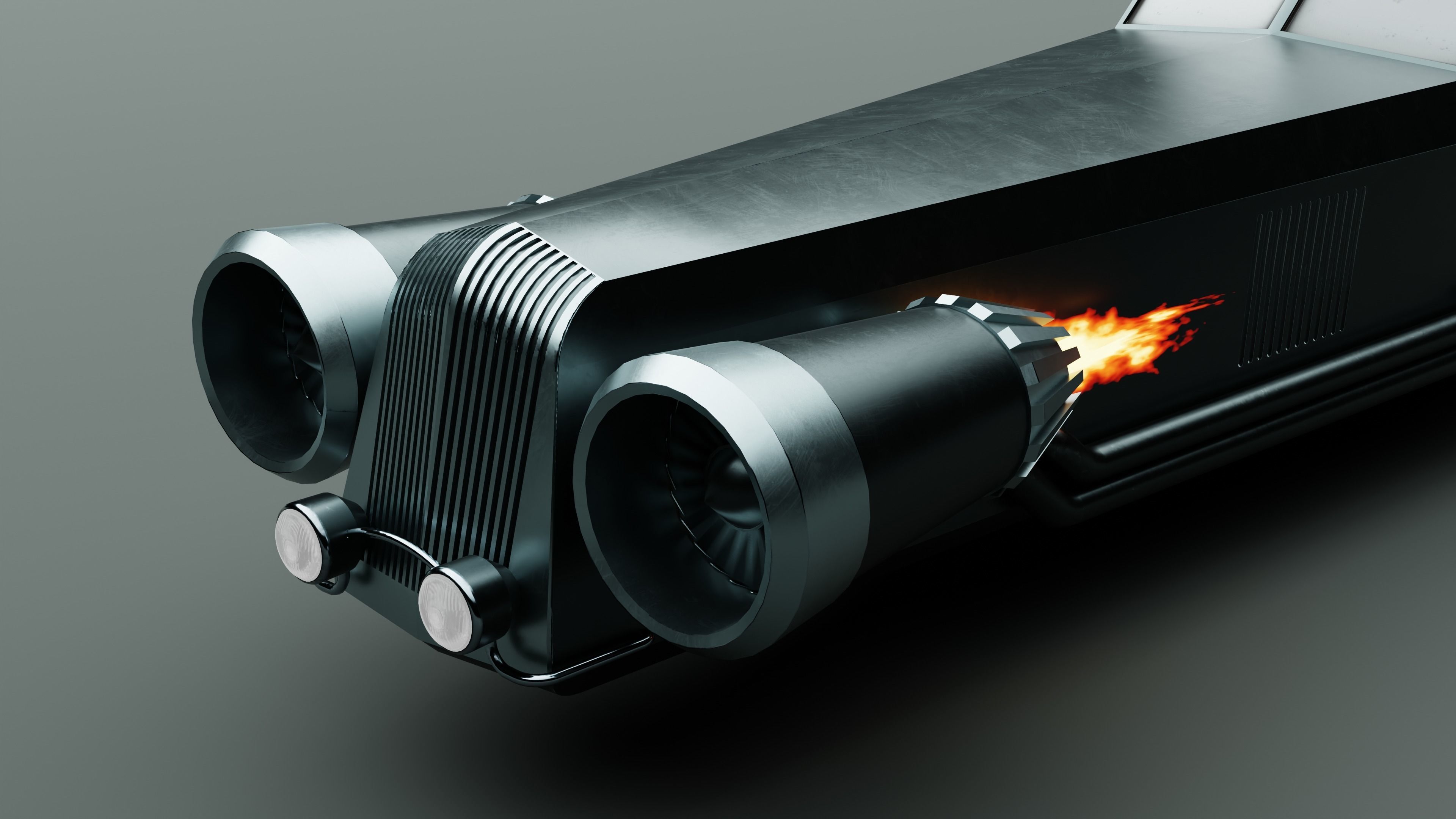 Game ready retro-futuristic car Low-poly 3D model_3