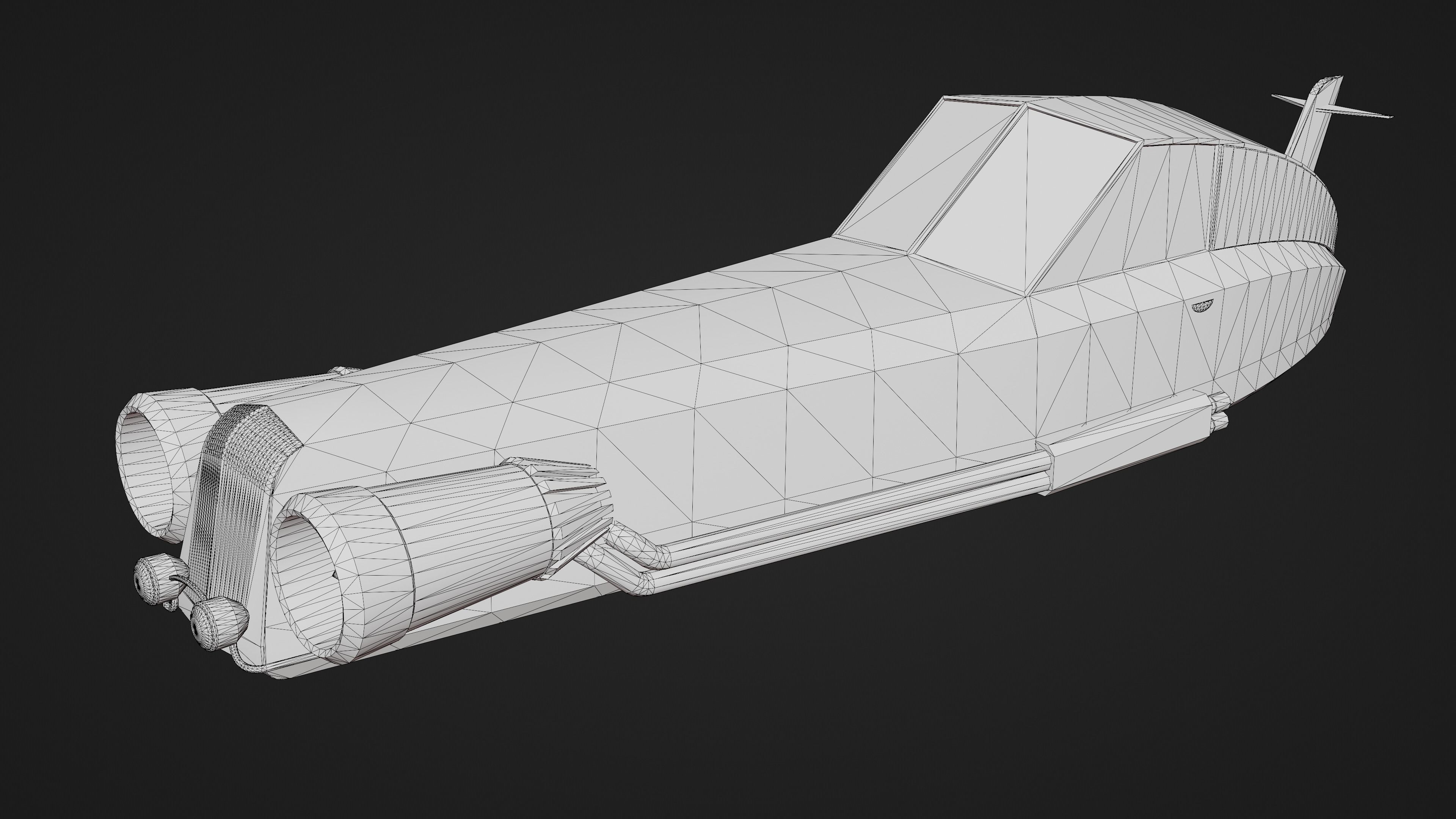 Game ready retro-futuristic car Low-poly 3D model_4