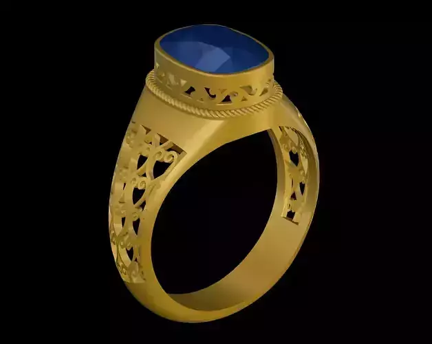 Elegant 18K Gold Men Ring with Striking Design 3D print model
