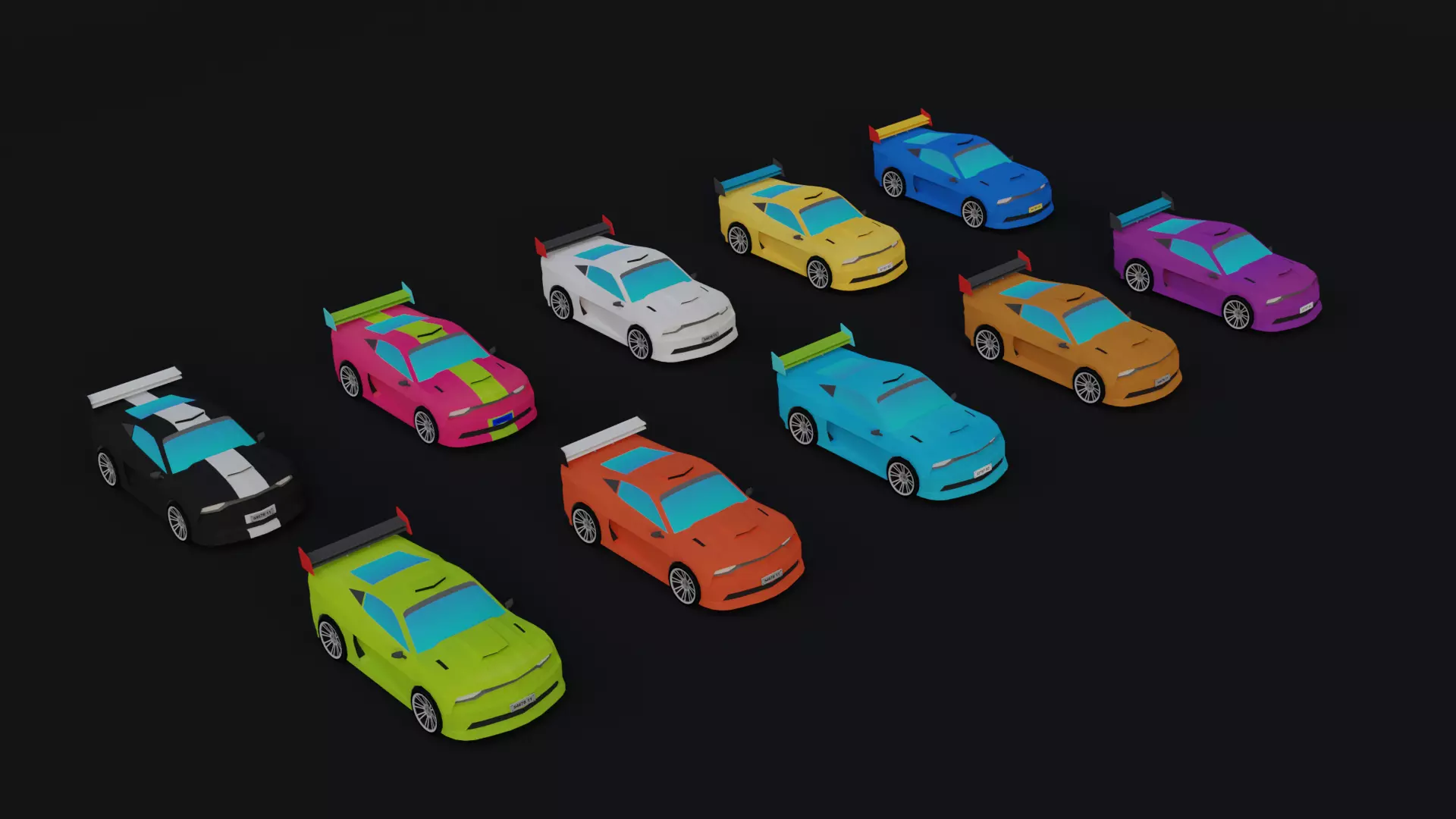 Sport Car Pack Game Asset 2 Low-poly 3D model_0